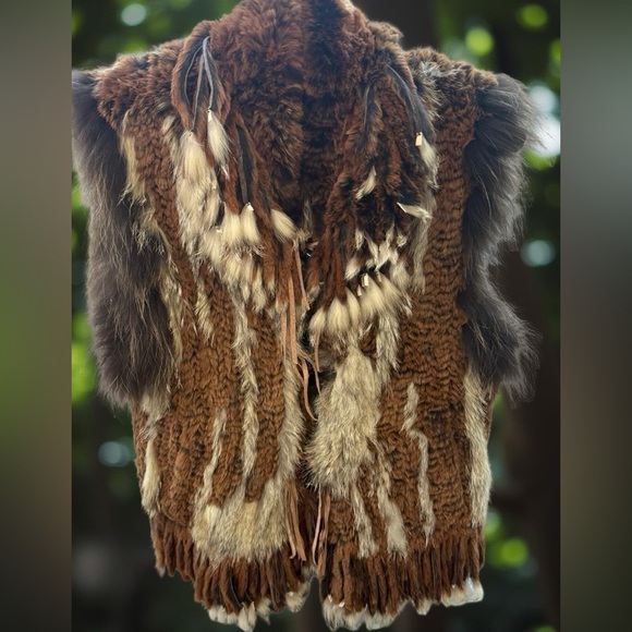525 America Jackets & Blazers - Cedrics Real Fur Feather Vest Brown Medium